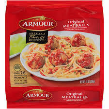 ARMOUR ORIGINAL FROZEN MEATBALLS 14 OZ # ROCK VALUE PRODUCT. ORDER BY  WEDNESDAY EVENING AUG 19 FOR AUG 27 DELIVERY#