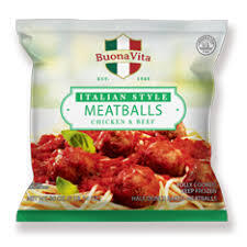 BUONA VITA FROZEN CHICKEN AND BEEF MEATBALLS FULLY COOKED ITALIAN STYLE 60 CT # ROCK VALUE PRODUCT. ORDER BY  WEDNESDAY EVENING AUG 19 FOR AUG 27 DELIVERY#