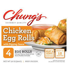 CHUNG'S GOURMET QUALITY WHITE MEAT CHICKEN EGG ROLLS 12 OZ # ROCK VALUE PRODUCT. ORDER BY  WEDNESDAY EVENING AUG 19 FOR AUG 27 DELIVERY#