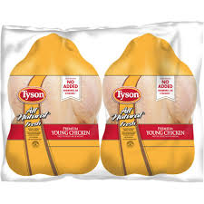 TYSON ALL NATURAL PREMIUM YOUNG WHOLE CHICKEN TWIN PACK  11.0 LB AVG ($1.58 LB) # ROCK VALUE PRODUCT. ORDER BY WEDNESDAY EVENING AUG 19 FOR AUG 27 DELIVERY#