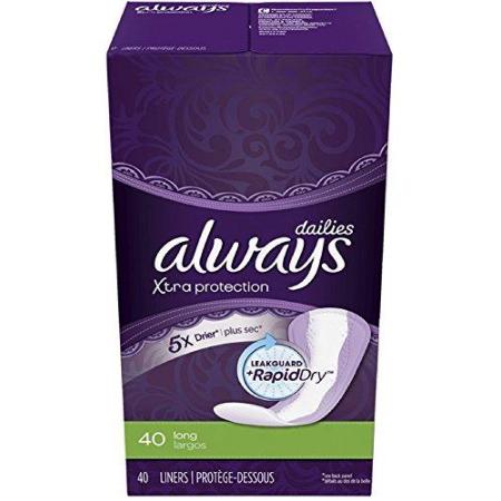 ALWAYS DRI-LINERS LONG UNWRAPPED UNSCENTED 40 COUNT