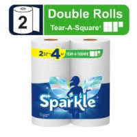 SPARKLE TEAR A SQUARE PAPER TOWELS 2 = 4 DOUBLE ROLLS
