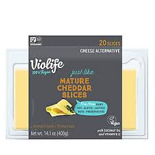 VIOLIFE 100% DAIRY FREE MATURE CHEDDAR CHEESE SLICE ALTERNATIVE 14.1 OZ (2 packs /10 ea)