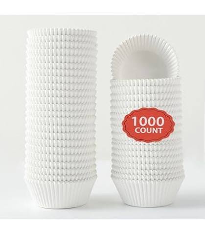 2" X 1  1/4"WHITE FLUTED BAKING CUP 1000 CT