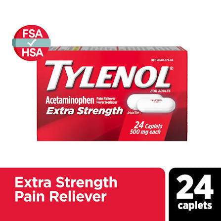 TYLENOL ACETAMINOPHEN EXTRA STRENGTH 500 MG 24 CT