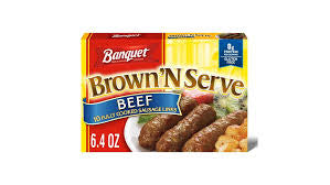 BANQUET BROWN ‘N SERVE 10 BEEF FULLY COOKED  SAUSAGE LINKS 6.4 OZ