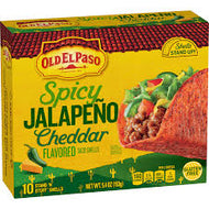OLD EL PASO STAND N STUFF SPICY JALAPEÑO CHEDDAR FLAVORED TACO SHELLS 10CT 5.4 OZ GLUTEN FREE