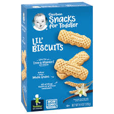 GERBER SNACKS FOR TODDLERS - LIL BISCUITS VANILLA WHOLE GRAIN 4.4  OZ