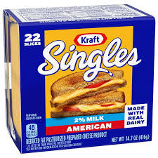 KRAFT SINGLES AMERICAN 2% MILK CHEESE SLICES 22 CT 14.7 OZ