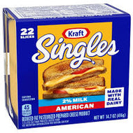 KRAFT SINGLES AMERICAN 2% MILK CHEESE SLICES 22 CT 14.7 OZ