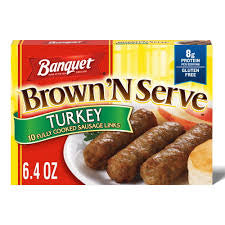 BANQUET BROWN ‘N SERVE 10 TURKEY FULLY COOKED  SAUSAGE LINKS 6.4 OZ