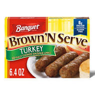 BANQUET BROWN ‘N SERVE 10 TURKEY FULLY COOKED  SAUSAGE LINKS 6.4 OZ