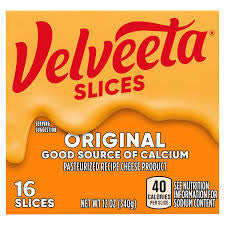 VELVEETA ORIGINAL CHEESE SLICES 16 CT 12 OZ
