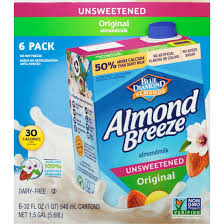 ALMOND BREEZE UNSWEETENED ORIGINAL ALMOND MILK 32 FL OZ 6 PACK #ROCK VALUE-ORDER BY  MONDAY EVENING NOV 19 ARRIVING NOV 27   FOR DELIVERY#