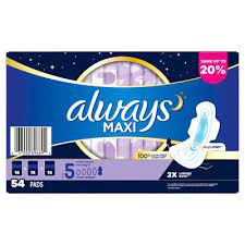 ALWAYS HEAVY OVERNIGHT UNSCENTED PADS SIZE 5 (54 CT)