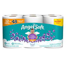 ANGEL SOFT TOILET PAPER 12 MEGA ROLLS = 48  ROLLS FRESH LAVENDER SCENTED TUBE  #ROCK VALUE-ORDER BY  MONDAY EVENING NOV 19 ARRIVING NOV 27 FOR DELIVERY#