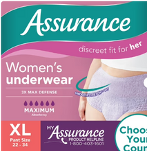 ASSURANCE WOMEN'S INCONTINENCE AND POSTPARTUM UNDERWEAR, MAXIMUM ABSORBENCY SMALL MEDIUM 19 CT #ROCK VALUE-ORDER BY  TUESDAY EVENING SEP 30 ARRIVING OCT 08 FOR DELIVERY#