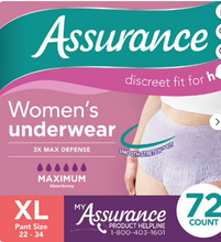 ASSURANCE WOMEN'S INCONTINENCE AND POSTPARTUM UNDERWEAR, MAXIMUM ABSORBENCY SMALL MEDIUM 19 CT #ROCK VALUE-ORDER BY  TUESDAY EVENING SEP 30 ARRIVING OCT 08 FOR DELIVERY#