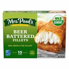 MRS PAUL BEER BATTERED FISH FILLETS 10 CT 19.1 OZ