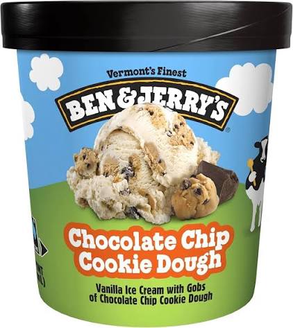 BEN & JERRY'S CHOCOLATE CHIP COOKIE DOUGH ICE CREAM 16 OZ