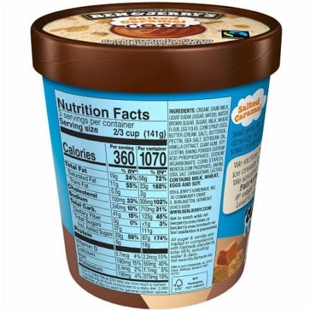 BEN & JERRY'S SALTED CARAMEL SWEET ICE CREAM 1 PINT