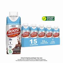 BOOST GLUCOSE CONTROL NUTRITIONAL DRINK RICH CHOCOLATE NUTRITIONAL SHAKE  8 OZ 15 CT#ROCK VALUE-ORDER BY TUESDAY EVENING OCT 07 ARRIVING OCT 15 FOR DELIVERY#
