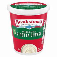 BREAKSTONE'S WHOLE MILK RICOTTA CHEESE 15 OZ #ROCK VALUE-ORDER BY THURSDAY EVENING AUG 19   ARRIVING AUG 27  FOR DELIVERY#