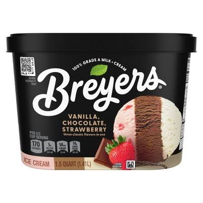 BREYERS VANILLA CHOCOLATE STRAWBERRY ICE CREAM 1.5 QT