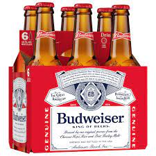 BUDWEISER LONG NECK BEER 6 PACK 12 OZ