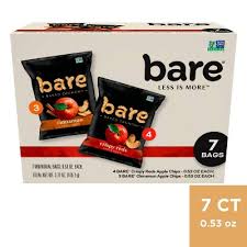 BARE BAKED CRUNCHY FUJI REDS AND CINNAMON APPLE CHIPS 3.7 OZ 7 PK #ROCK VALUE-ORDER BY TUESDAY EVENING SEP 30 ARRIVING OCT 08 FOR DELIVERY#