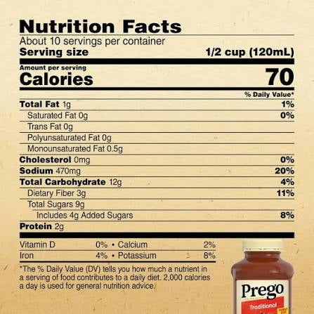 PREGO TRADITIONAL ITALIAN SAUCE 45 OZ