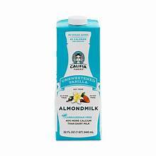 CALIFIA FARMS UNSWEETENED VANILLA ALMOND MILK 32 OZ #ROCK VALUE-ORDER BY THURSDAY EVENING NOV 14   ARRIVING NOV 19  FOR DELIVERY#