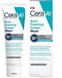CERAVE ACNE FOAMING CREAM WASH WITH 10% BENZOYL PEROXIDE FOR FACE & BODY 5 OZ #ROCK VALUE-ORDER BY  TUESDAY EVENING OCT 07 ARRIVING OCT 15 FOR DELIVERY#