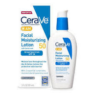 CERAVE AM MOISTURIZING FACE LOTION WITH SPF 50 SUN PROTECTION FOR NORMAL TO OILY SKIN 3 OZ  #ROCK VALUE-ORDER BY  TUESDAY EVENING OCT 07 ARRIVING OCT 15 FOR DELIVERY#