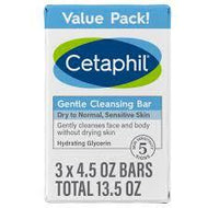 CETAPHIL GENTLE CLEANSING BAR FOR DRY TO NORMAL SENSITIVE SKIN VALUE PACK 4.5 OZ 3 CT #ROCK VALUE-ORDER BY  TUESDAY EVENING OCT 07 ARRIVING OCT 15 FOR DELIVERY#
