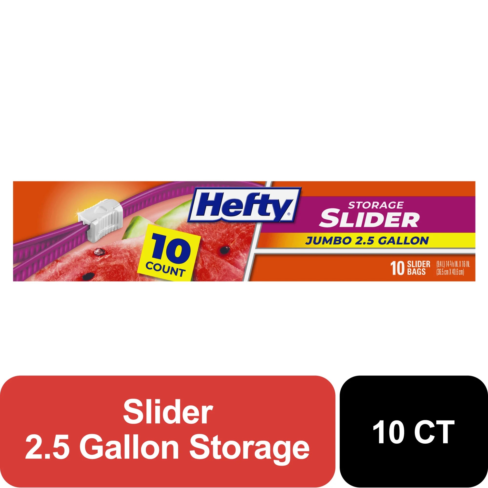 HEFTY STORAGE SLIDER JUMBO 2.5 GALLON 10 CT BAGS