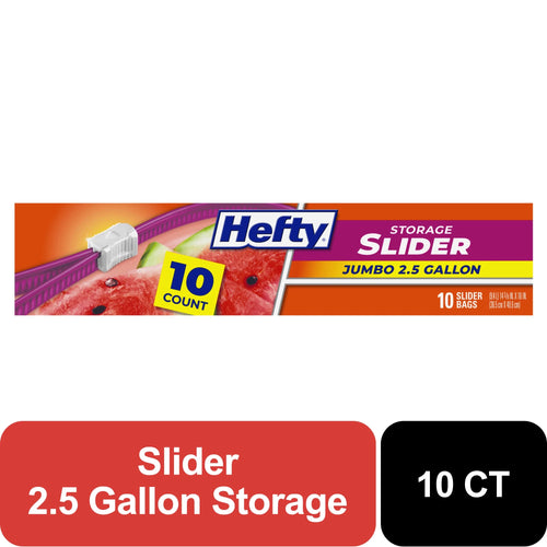 HEFTY STORAGE SLIDER JUMBO 2.5 GALLON 10 CT BAGS