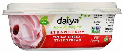 DAIYA DAIRY FREE STRAWBERRY CREAM CHEESE VEGAN 8 OZ #ROCK VALUE-ORDER BY THURSDAY EVENING AUG 19   ARRIVING AUG 27  FOR DELIVERY#