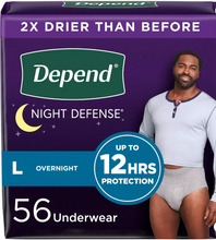 DEPEND NIGHT DEFENSE INCONTINENCE UNDERWEAR MEN SMALL MEDIUM 16 CT#ROCK VALUE ORDER BY TUESDAY EVENING OCT 07 ARRIVING OCT 15 FOR DELIVERY#