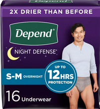 DEPEND NIGHT DEFENSE INCONTINENCE UNDERWEAR MEN SMALL MEDIUM 16 CT#ROCK VALUE ORDER BY TUESDAY EVENING OCT 07 ARRIVING OCT 15 FOR DELIVERY#