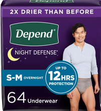 DEPEND NIGHT DEFENSE INCONTINENCE UNDERWEAR MEN SMALL MEDIUM 16 CT#ROCK VALUE ORDER BY TUESDAY EVENING OCT 07 ARRIVING OCT 15 FOR DELIVERY#