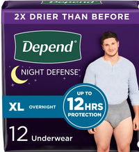 DEPEND NIGHT DEFENSE INCONTINENCE UNDERWEAR MEN SMALL MEDIUM 16 CT#ROCK VALUE ORDER BY TUESDAY EVENING OCT 07 ARRIVING OCT 15 FOR DELIVERY#