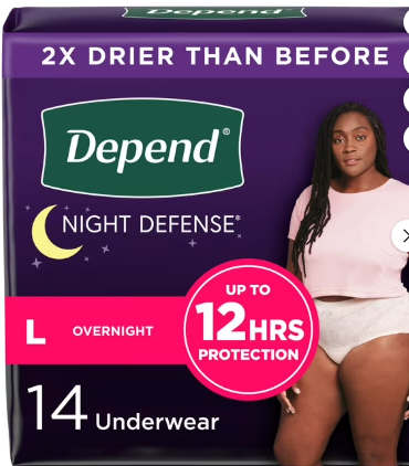 DEPEND NIGHT DEFENSE INCONTINENCE UNDERWEAR FOR WOMEN SMALL 16 CT#ROCK VALUE-ORDER BY TUESDAY EVENING OCT 07 ARRIVING OCT 15 FOR DELIVERY#&nbsp;