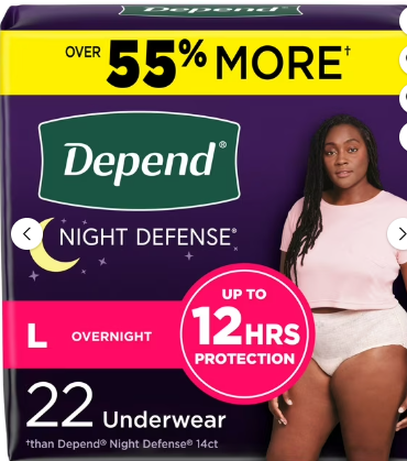 DEPEND NIGHT DEFENSE INCONTINENCE UNDERWEAR FOR WOMEN SMALL 16 CT#ROCK VALUE-ORDER BY TUESDAY EVENING OCT 07 ARRIVING OCT 15 FOR DELIVERY#&nbsp;