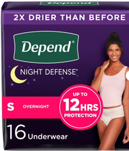 DEPEND NIGHT DEFENSE INCONTINENCE UNDERWEAR FOR WOMEN SMALL 16 CT#ROCK VALUE-ORDER BY TUESDAY EVENING OCT 07 ARRIVING OCT 15 FOR DELIVERY#&nbsp;