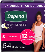 DEPEND NIGHT DEFENSE INCONTINENCE UNDERWEAR FOR WOMEN SMALL 16 CT#ROCK VALUE-ORDER BY TUESDAY EVENING OCT 07 ARRIVING OCT 15 FOR DELIVERY#&nbsp;