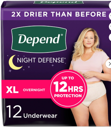 DEPEND NIGHT DEFENSE INCONTINENCE UNDERWEAR FOR WOMEN SMALL 16 CT#ROCK VALUE-ORDER BY TUESDAY EVENING OCT 07 ARRIVING OCT 15 FOR DELIVERY#&nbsp;