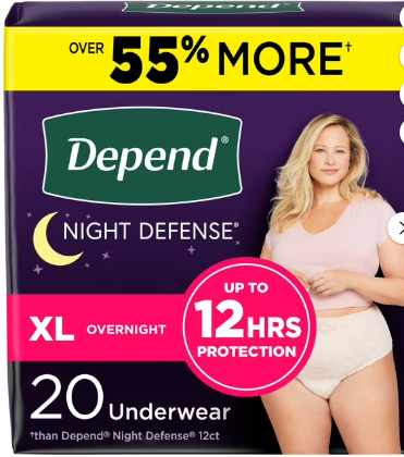 DEPEND NIGHT DEFENSE INCONTINENCE UNDERWEAR FOR WOMEN SMALL 16 CT#ROCK VALUE-ORDER BY TUESDAY EVENING OCT 07 ARRIVING OCT 15 FOR DELIVERY#&nbsp;