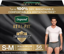 DEPEND REAL FIT INCONTINENCE UNDERWEAR FOR MEN SMALL MEDIUM 56 CT MEN #ROCK VALUE-ORDER BY  TUESDAY EVENING OCT 07 ARRIVING OCT 15 FOR DELIVERY#