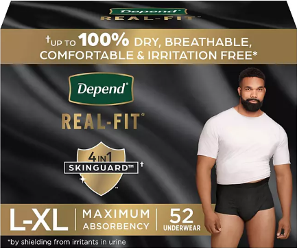 DEPEND REAL FIT INCONTINENCE UNDERWEAR FOR MEN SMALL MEDIUM 56 CT MEN #ROCK VALUE-ORDER BY  TUESDAY EVENING OCT 07 ARRIVING OCT 15 FOR DELIVERY#